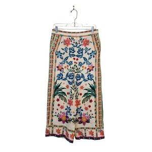 NWT House of Harlow 1960 Boho Floral Wide Leg Pants Cream Multicolor Size 4
